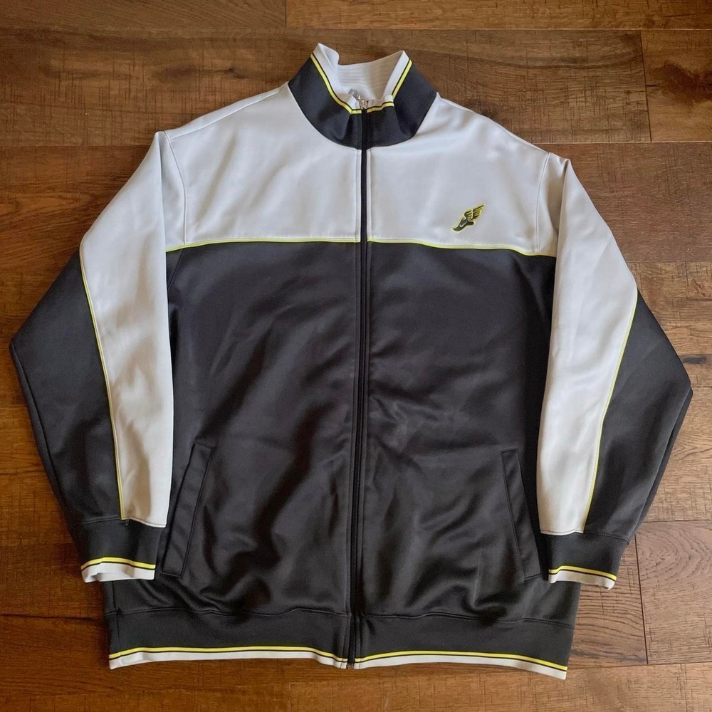 Nike Track Jacket Mens XL White Grey Y2K Blokecore Winged Foot Full Zip